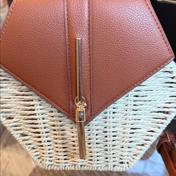 Brown and Cream Hexagonal Women Bag - Picture 3 of 7